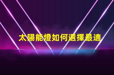 太陽能燈如何選擇最適合您需求的太陽能燈