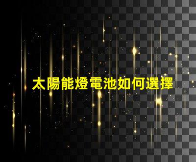 太陽能燈電池如何選擇高效能電池以提升照明效果
