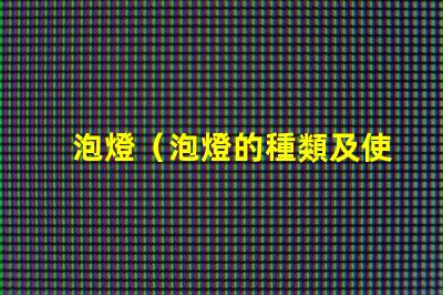 泡燈（泡燈的種類及使用方法）